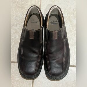 Clarks Men’s Brown Leather Slip-On Loafers Ortholite Comfort Shoes Size 8.5